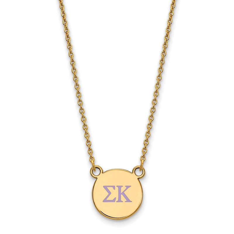 Gold Plated Sterling Silver Logoart Sigma Kappa Sorority Greek Letters Small Color Enamel Pendant 18 Inch Necklace