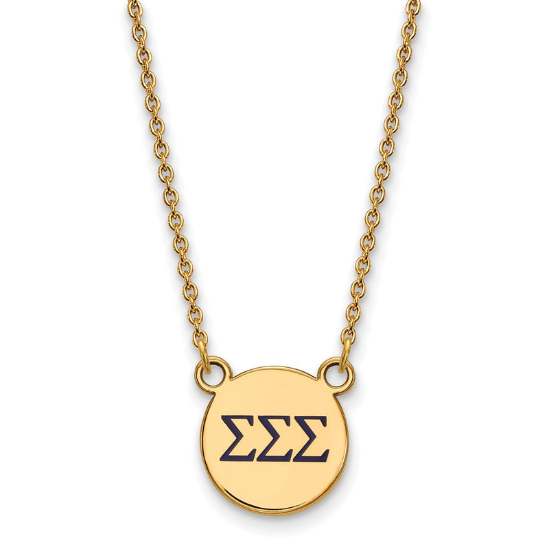 Gold Plated Sterling Silver Logoart Sigma Sorority Greek Letters Small Color Enamel Pendant 18 Inch Necklace