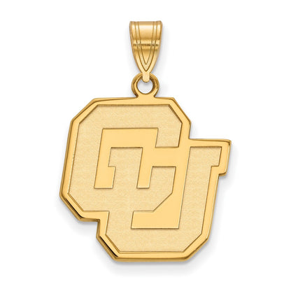 Gold Plated Sterling Silver Logoart University Of Colorado C U Large Pendant