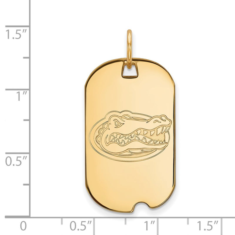 14K Yellow Gold Logoart University Of Florida Gator Small Dog Tag Pendant