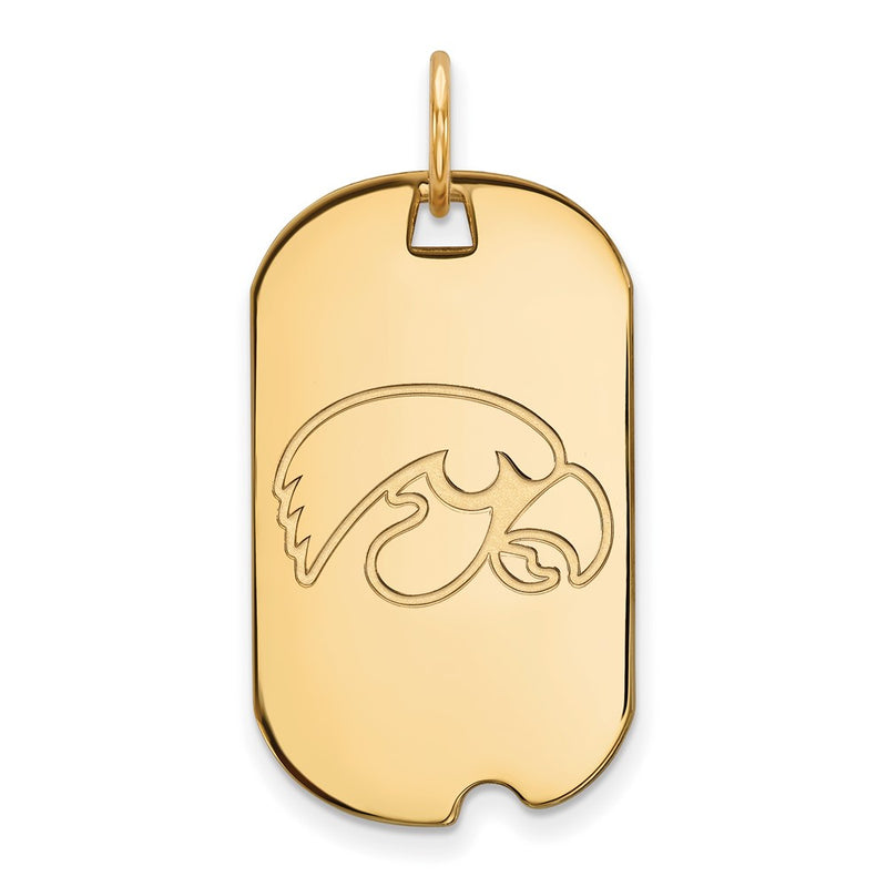 Gold Plated Sterling Silver Logoart University Of Iowa Hawk Small Dog Tag Pendant