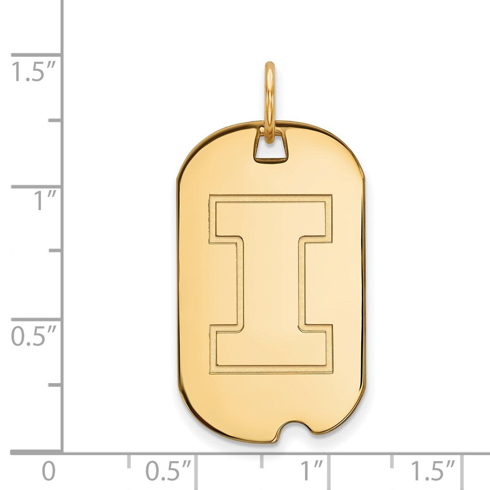 Gold Plated Sterling Silver Logoart University Of Illinois Letter I Small Dog Tag Pendant