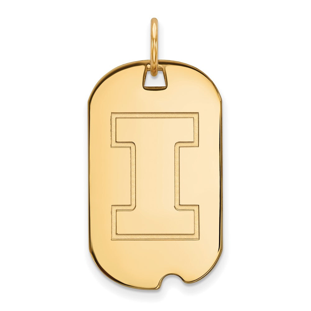 Gold Plated Sterling Silver Logoart University Of Illinois Letter I Small Dog Tag Pendant