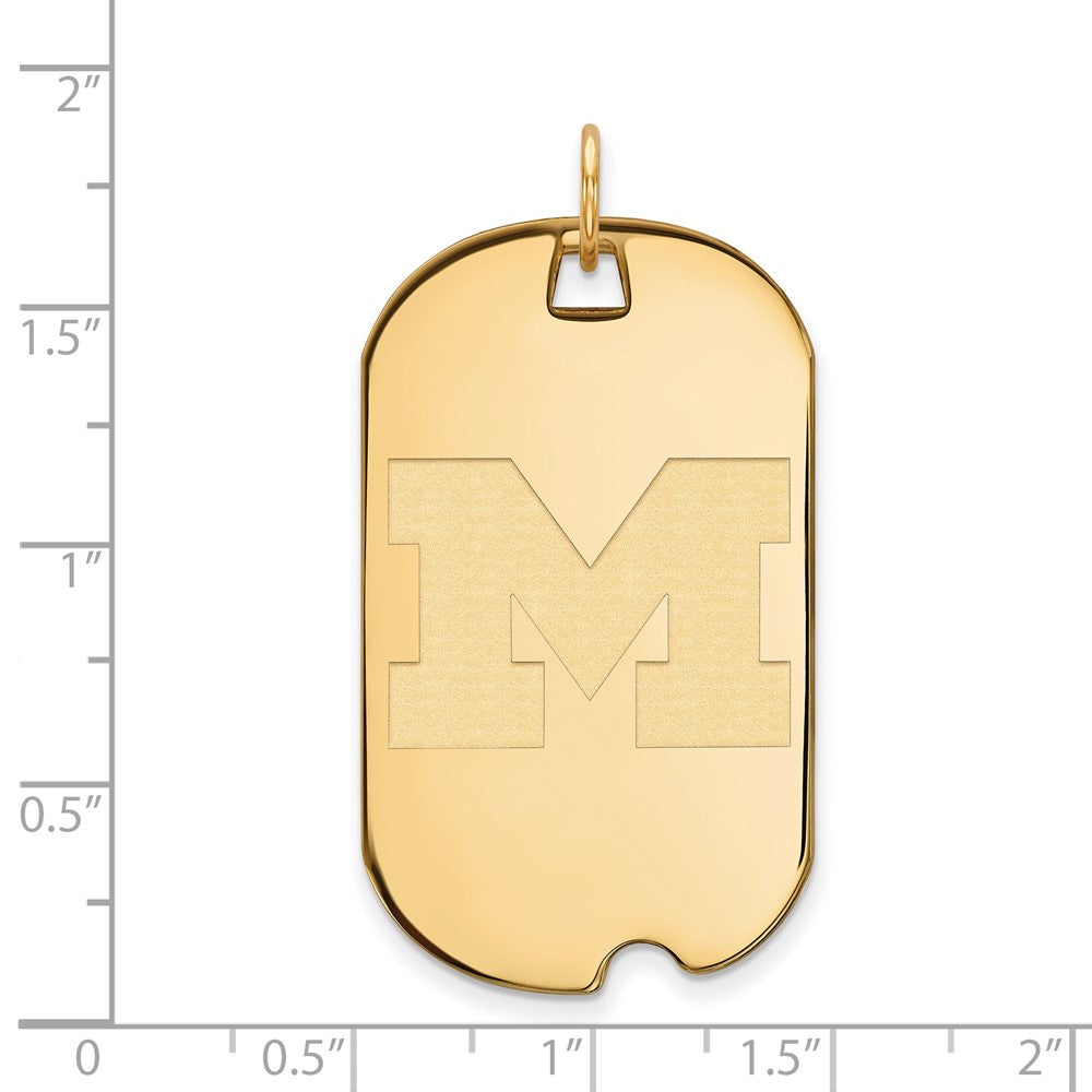 Gold Plated Sterling Silver Logoart University Of Michigan Letter M Large Dog Tag Pendant