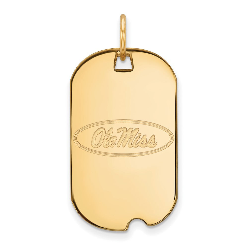 14K Yellow Gold Logoart University Of Mississippi Ole Miss Small Dog Tag Pendant