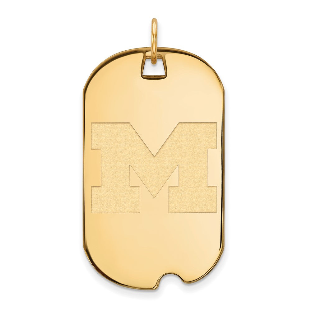 Gold Plated Sterling Silver Logoart University Of Michigan Letter M Large Dog Tag Pendant