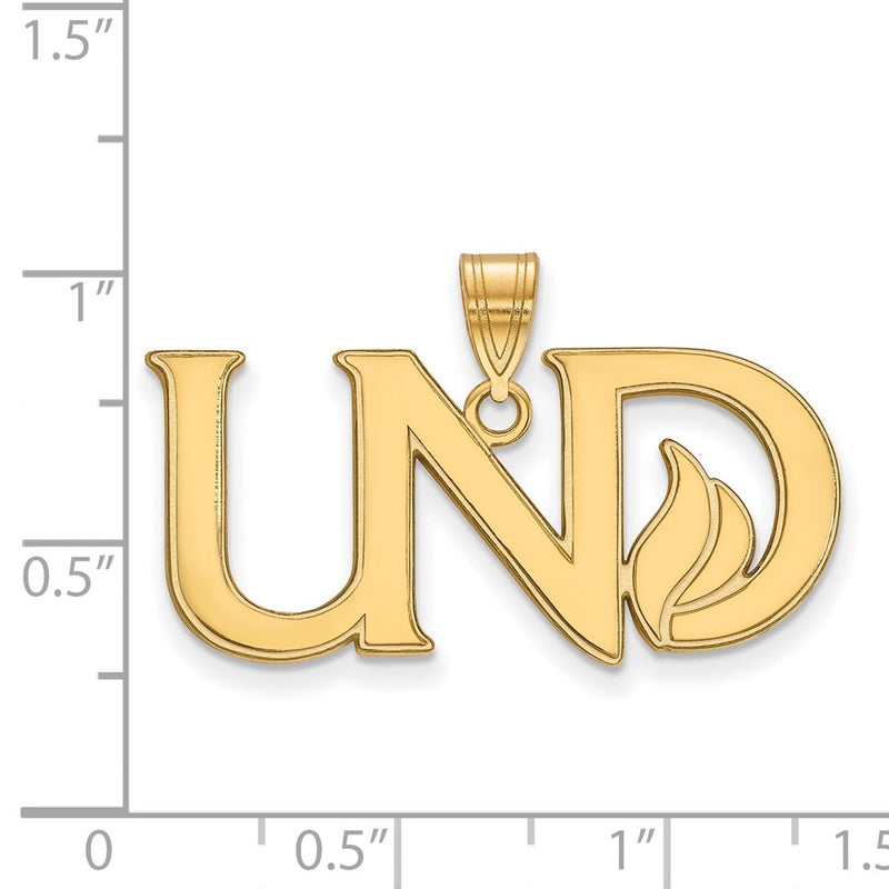 14K Yellow Gold Logoart University Of North Dakota U N D Large Pendant