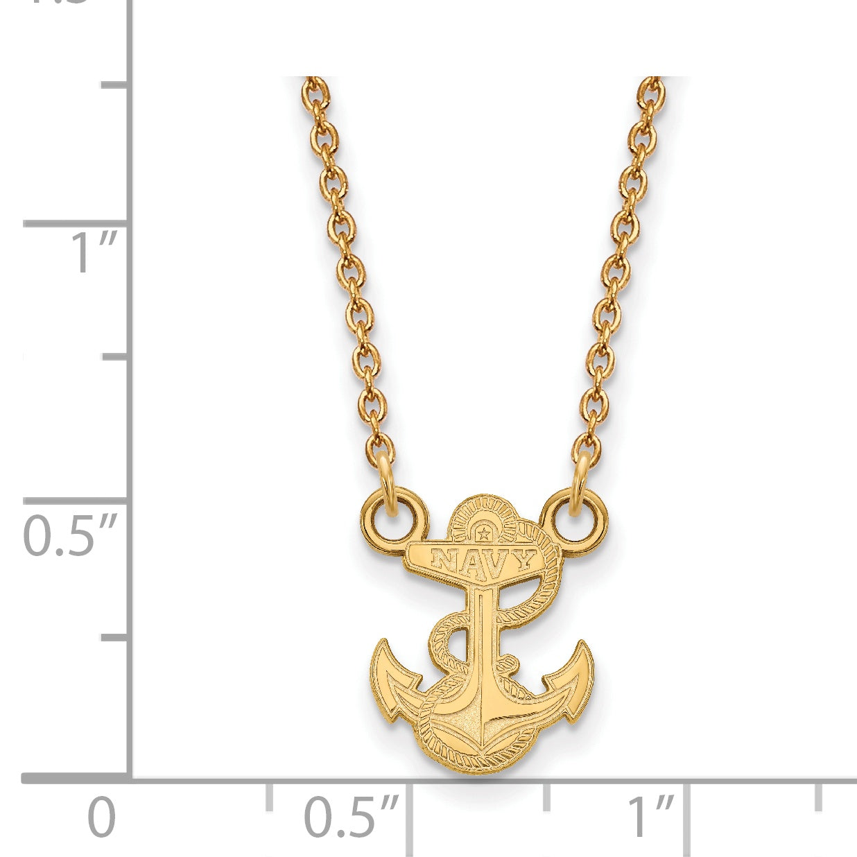10K Yellow Gold Logoart Us Naval Academy Anchor Small Pendant 18 Inch Necklace