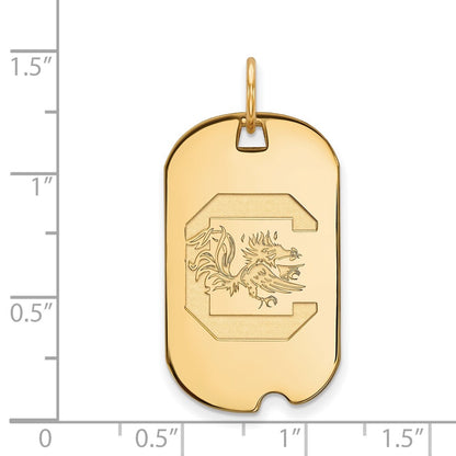Gold Plated Sterling Silver Logoart University Of South Carolina Small Dog Tag Pendant