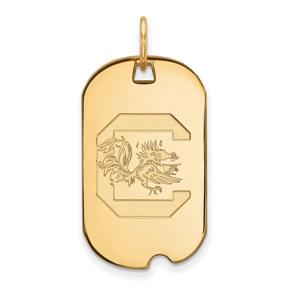 Gold Plated Sterling Silver Logoart University Of South Carolina Small Dog Tag Pendant