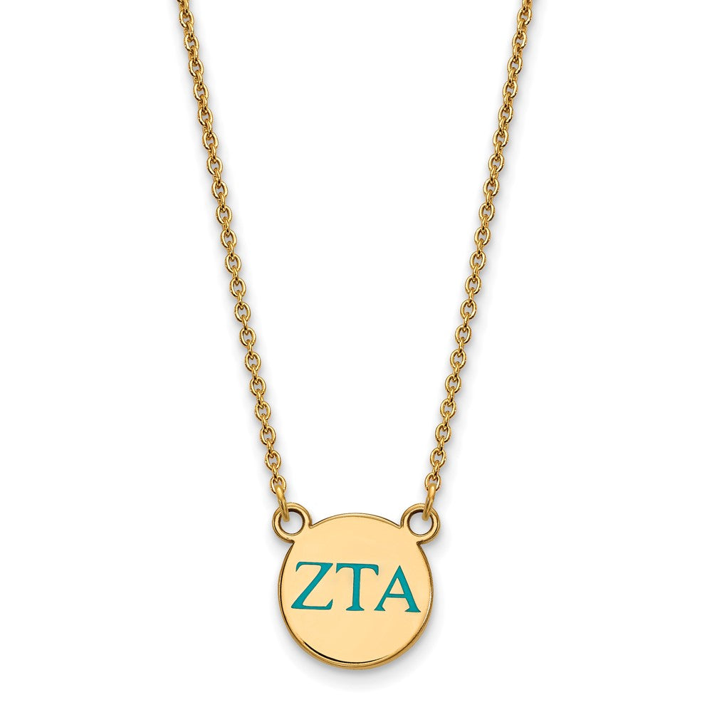 Gold Plated Sterling Silver Logoart Zeta Tau Alpha Sorority Greek Letters Small Color Enamel Pendant 18 Inch Necklace