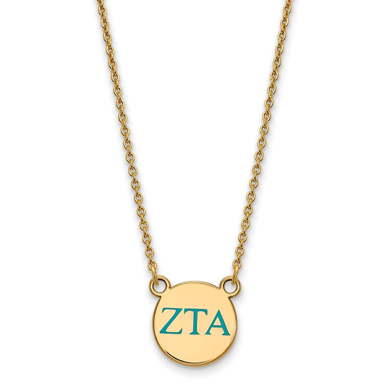 Gold Plated Sterling Silver Logoart Zeta Tau Alpha Sorority Greek Letters Small Color Enamel Pendant 18 Inch Necklace