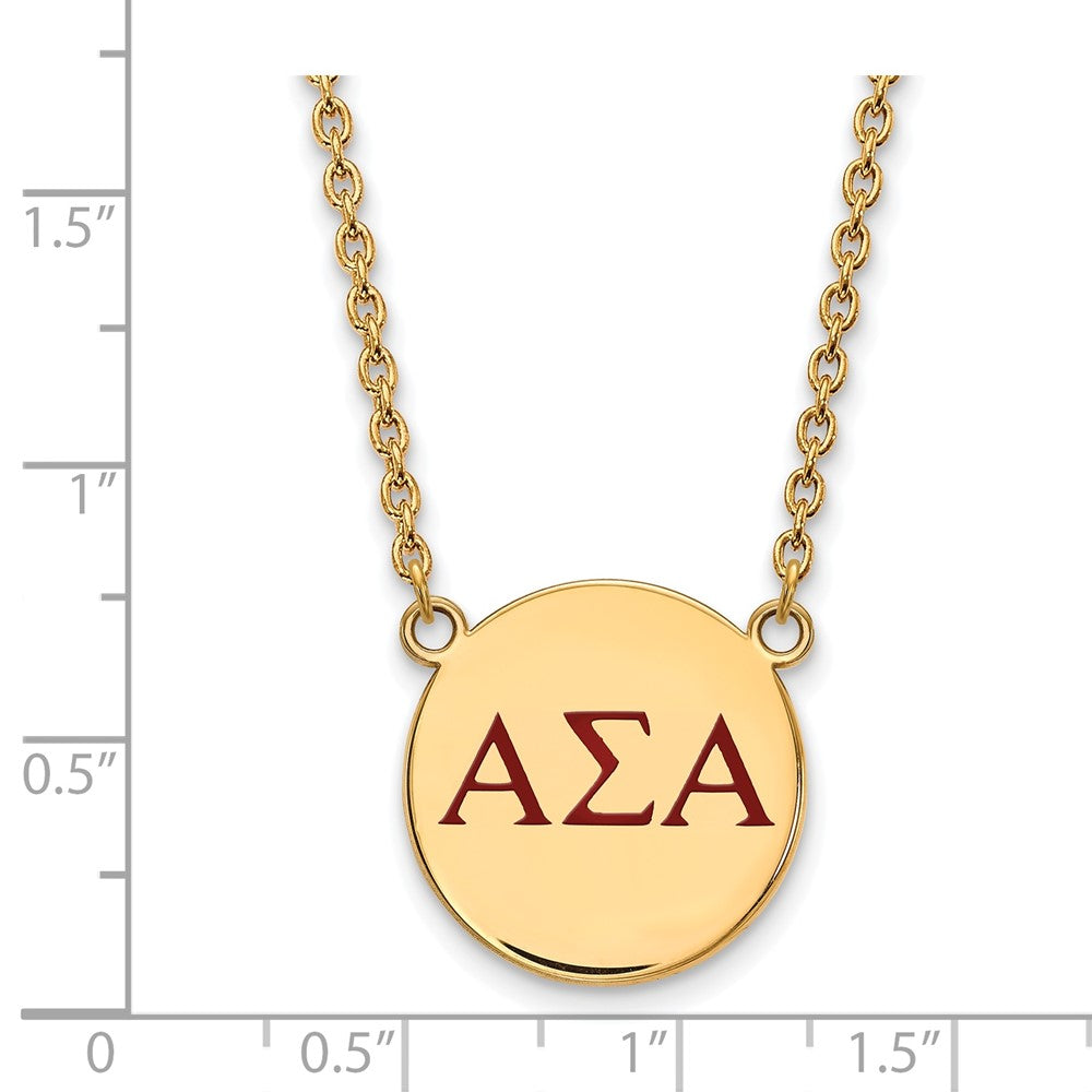 Gold Plated Sterling Silver Logoart Alpha Sigma Sorority Greek Letters Large Color Enamel Pendant 18 Inch Necklace