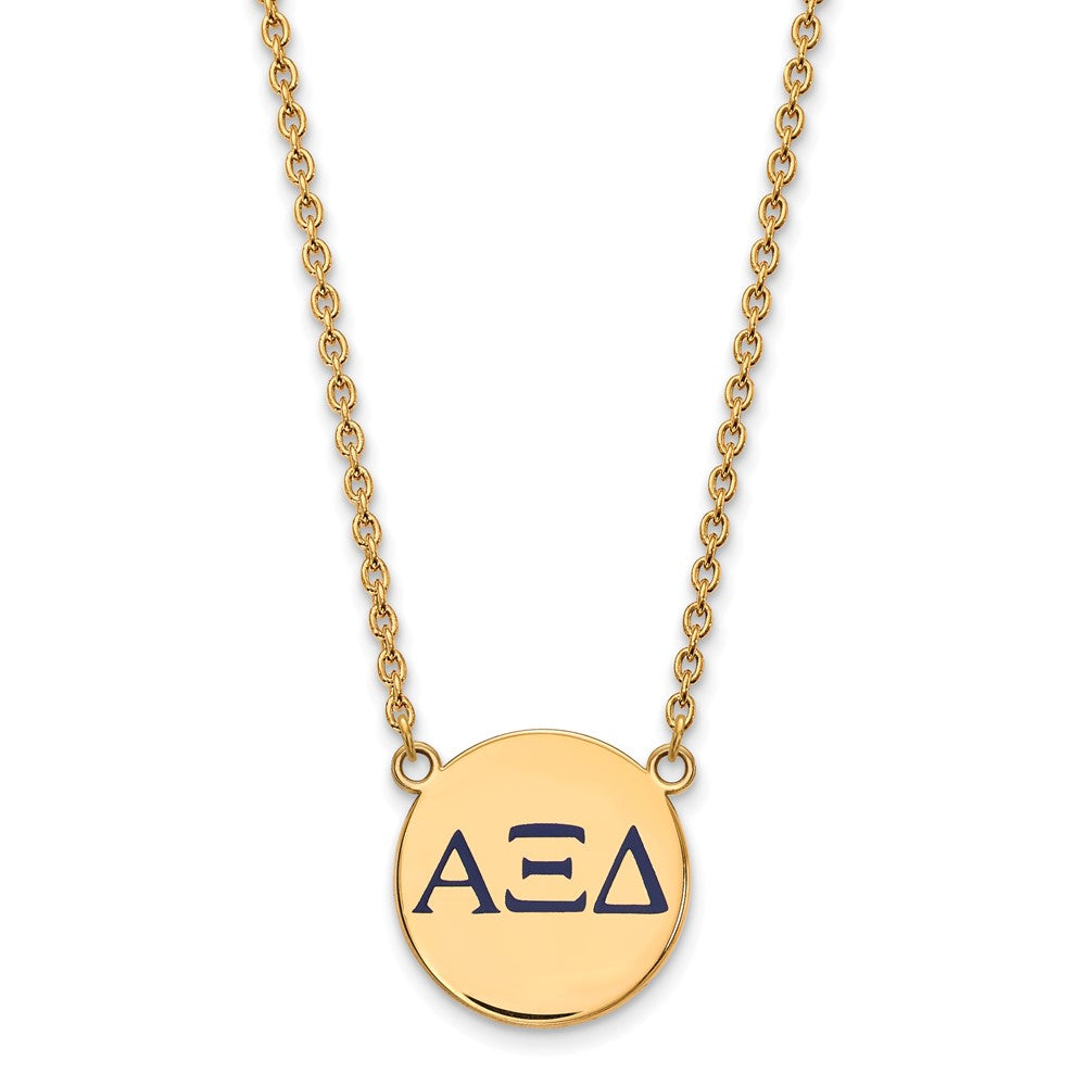 Gold Plated Sterling Silver Logoart Alpha Xi Delta Sorority Greek Letters Large Color Enamel Pendant 18 Inch Necklace