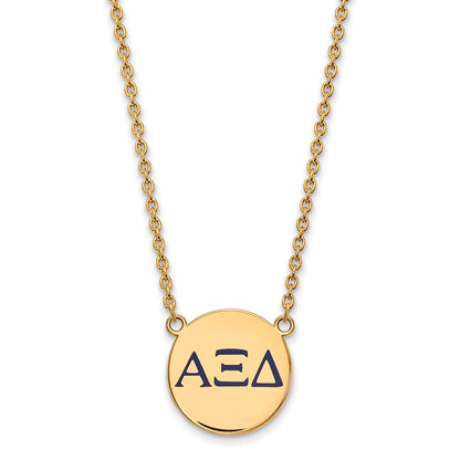 Gold Plated Sterling Silver Logoart Alpha Xi Delta Sorority Greek Letters Large Color Enamel Pendant 18 Inch Necklace