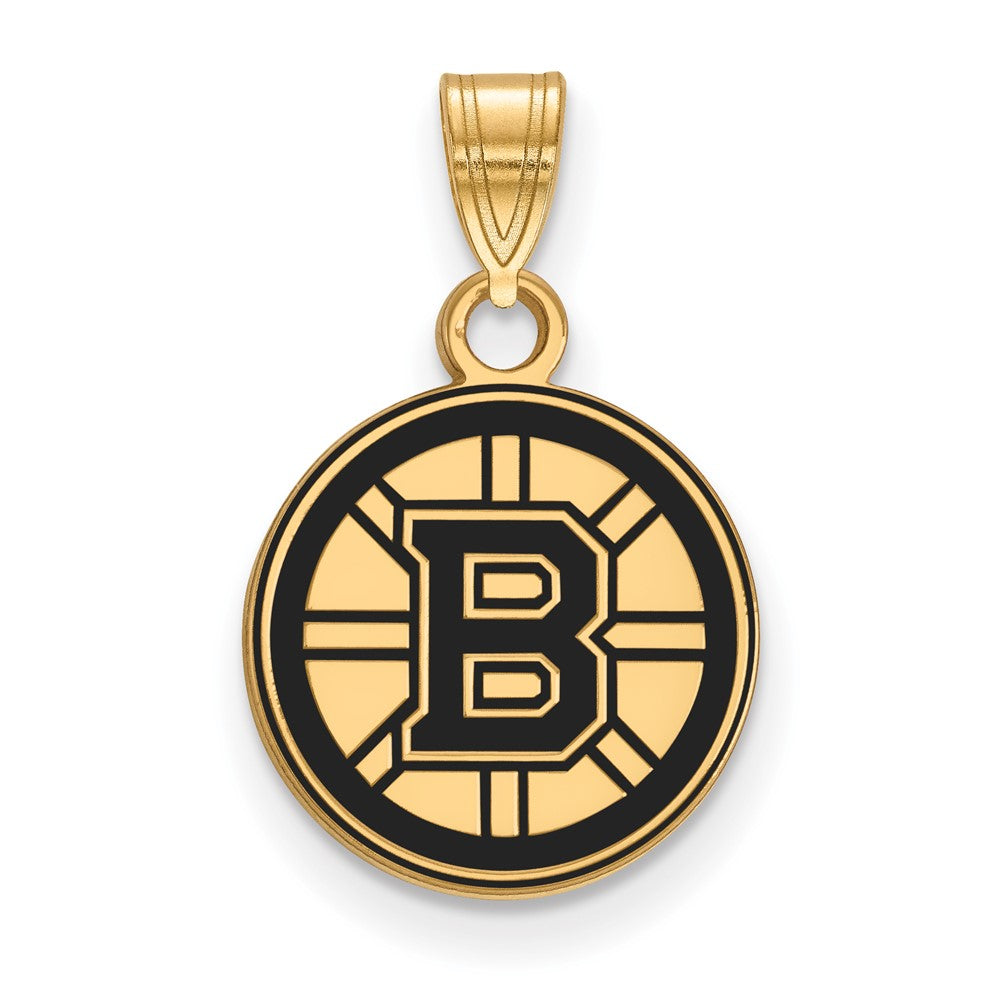 Gold Plated Sterling Silver Nhl Logoart Boston Bruins Small Enameled Pendant