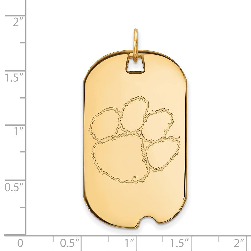14K Yellow Gold Logoart Clemson University Tiger Paw Large Dog Tag Pendant