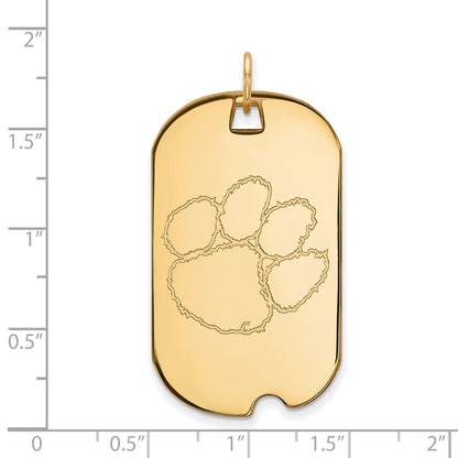 14K Yellow Gold Logoart Clemson University Tiger Paw Large Dog Tag Pendant