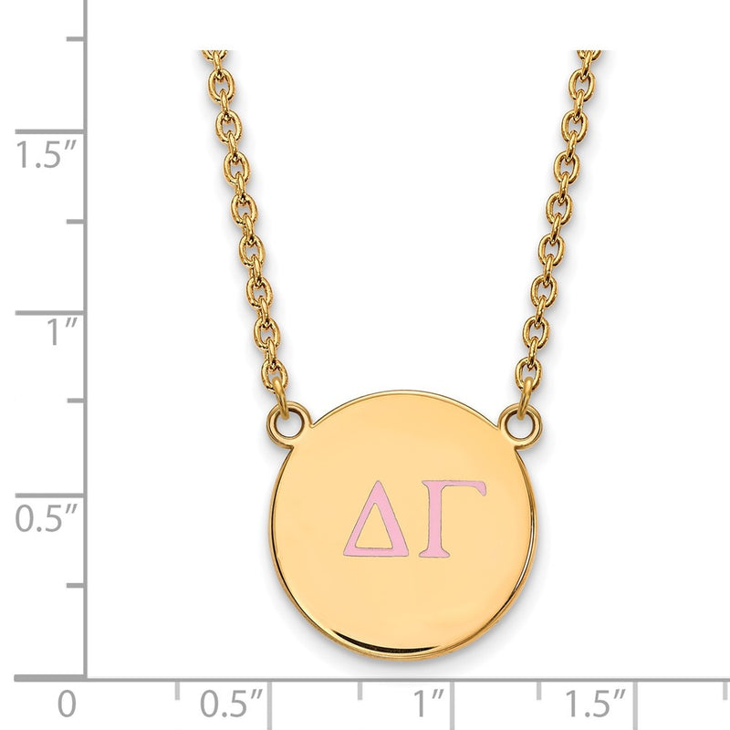 Gold Plated Sterling Silver Logoart Delta Gamma Sorority Greek Letters Large Color Enamel Pendant 18 Inch Necklace