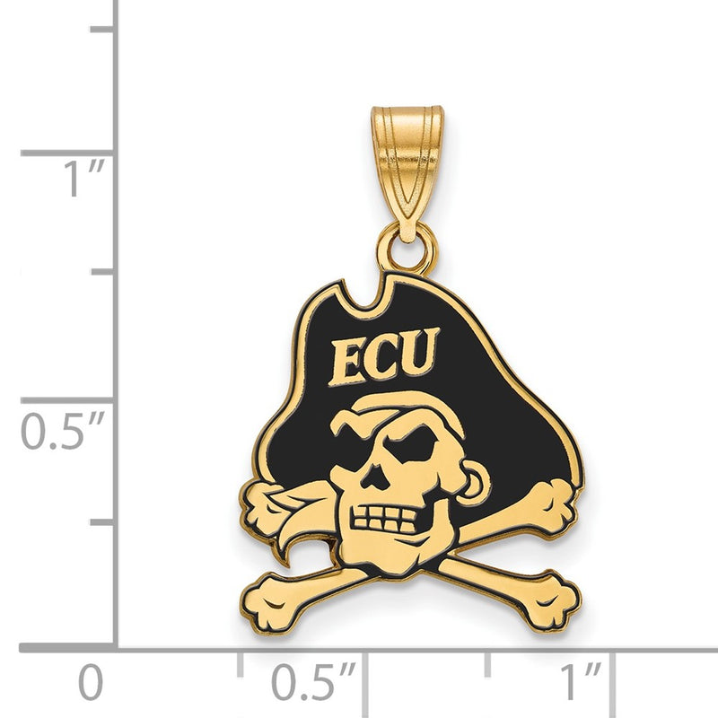 Gold Plated Sterling Silver Logoart East Carolina University Pirate Large Enameled Pendant