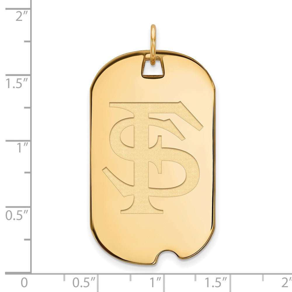 Gold Plated Sterling Silver Logoart Florida State University F S Large Dog Tag Pendant