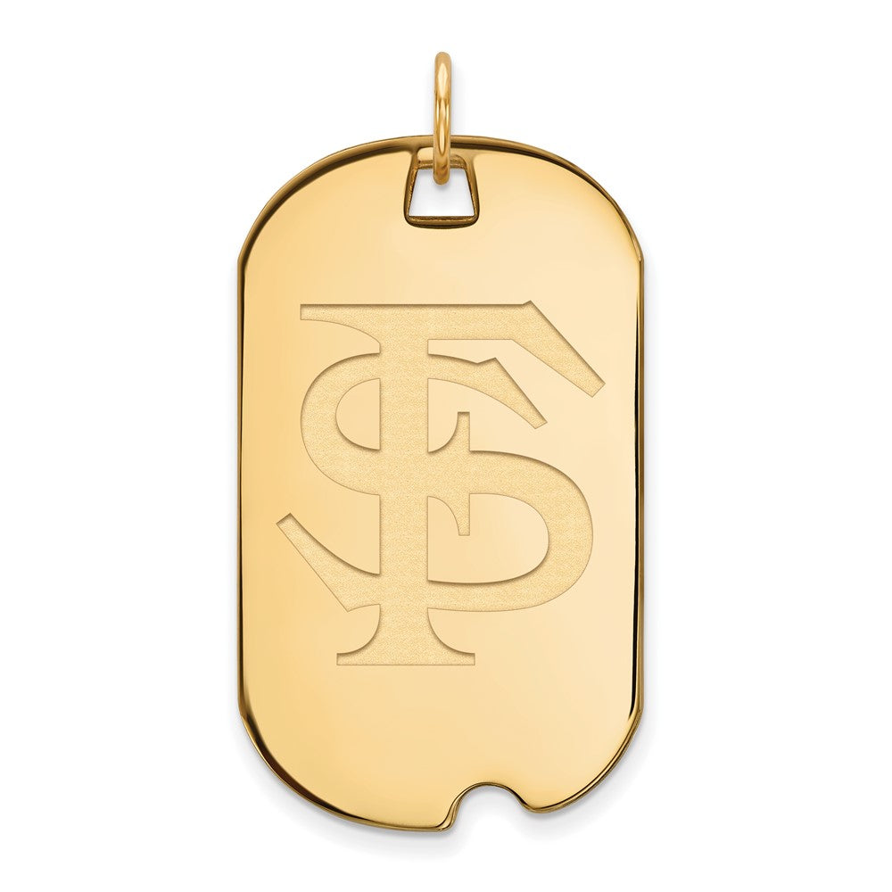 14K Yellow Gold Logoart Florida State University F S Large Dog Tag Pendant