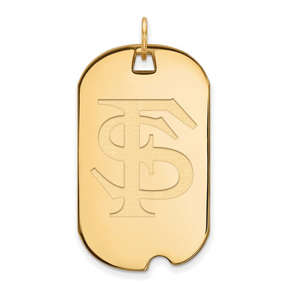14K Yellow Gold Logoart Florida State University F S Large Dog Tag Pendant
