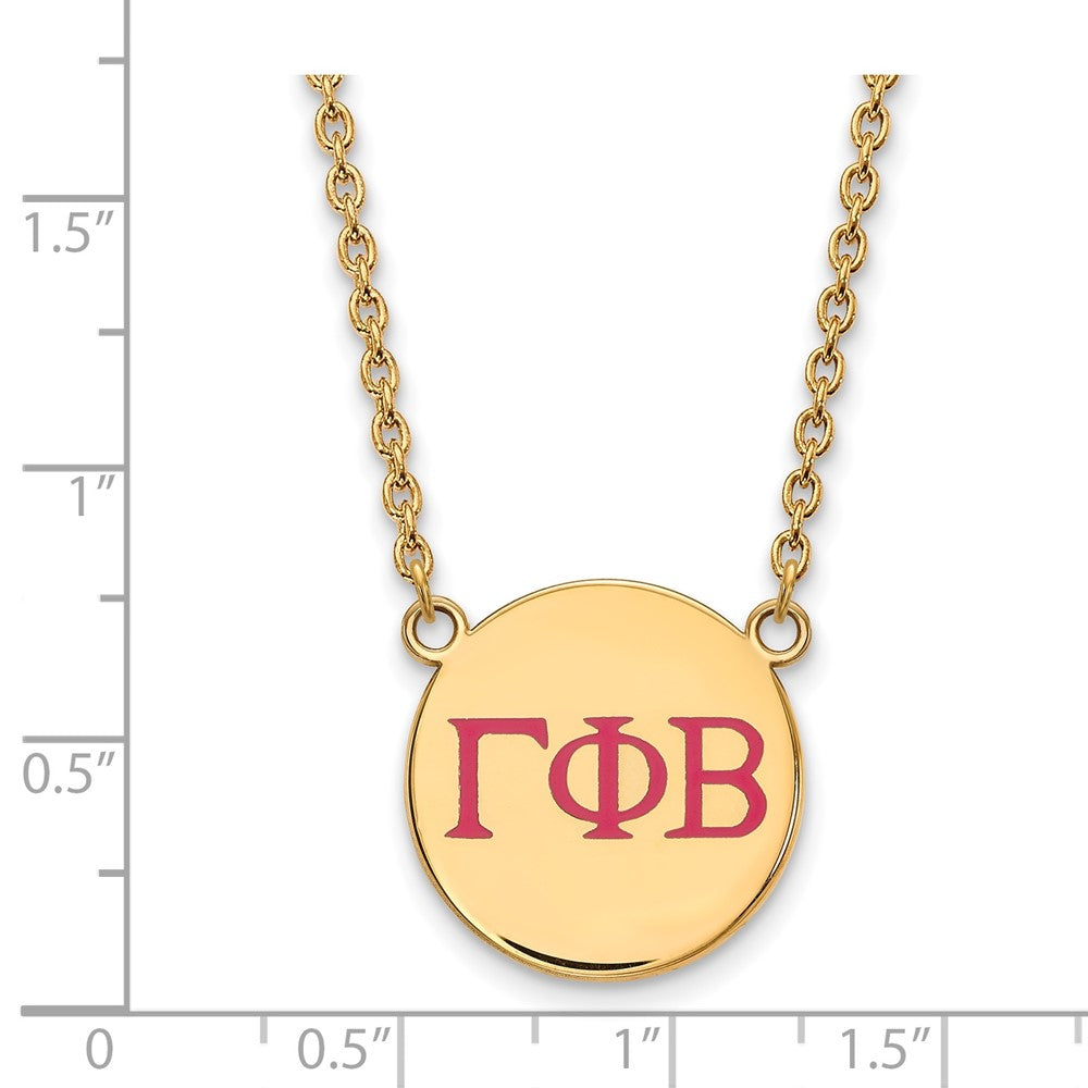 Gold Plated Sterling Silver Logoart Gamma Phi Beta Sorority Greek Letters Large Color Enamel Pendant 18 Inch Necklace