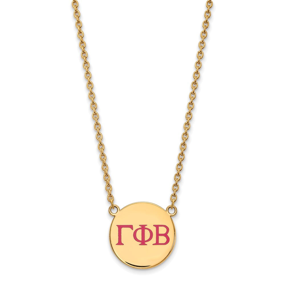 Gold Plated Sterling Silver Logoart Gamma Phi Beta Sorority Greek Letters Large Color Enamel Pendant 18 Inch Necklace