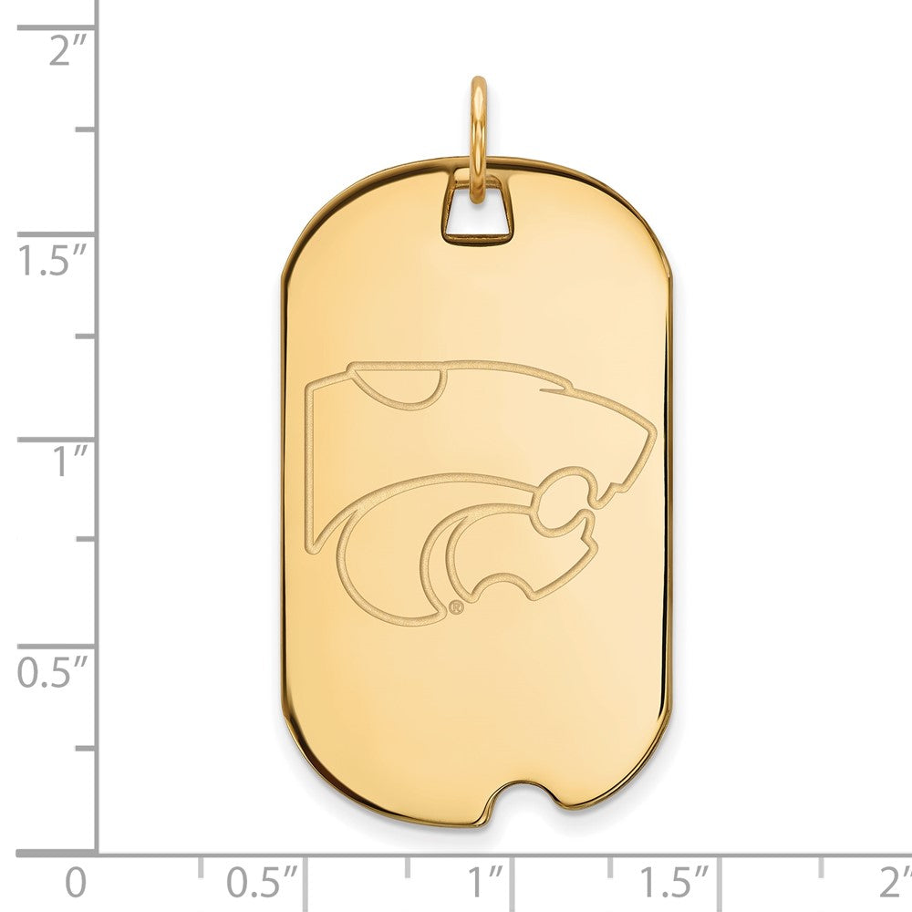 10K Yellow Gold Logoart Kansas State University Wildcat Large Dog Tag Pendant