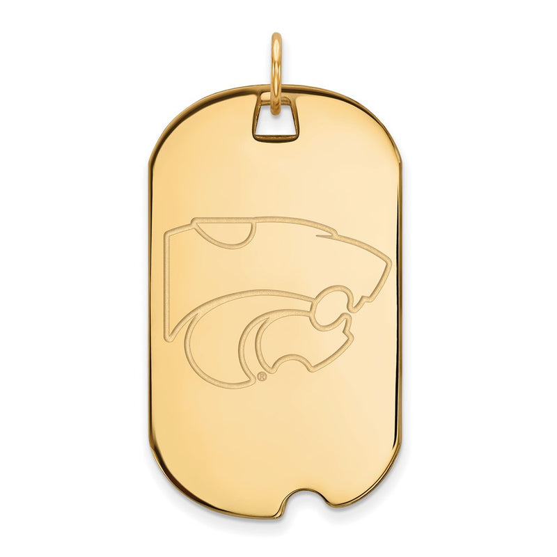 Gold Plated Sterling Silver Logoart Kansas State University Wildcat Large Dog Tag Pendant