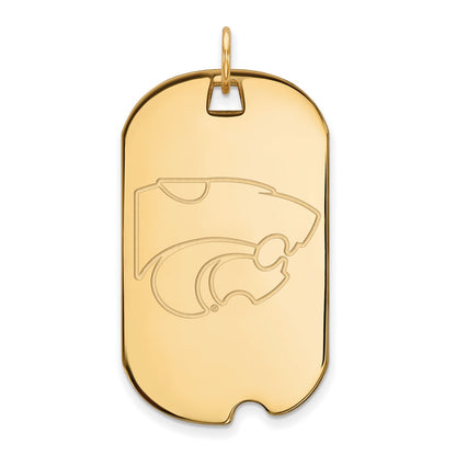 10K Yellow Gold Logoart Kansas State University Wildcat Large Dog Tag Pendant