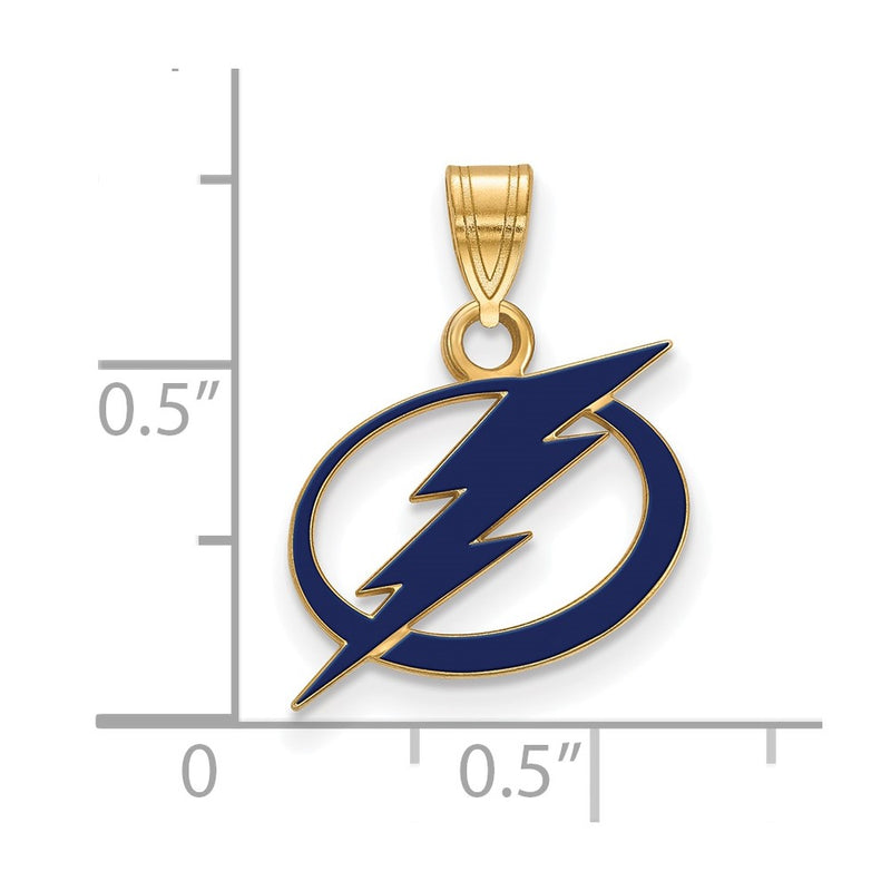 Gold Plated Sterling Silver Nhl Logoart Tampa Bay Lightning Small Enameled Pendant