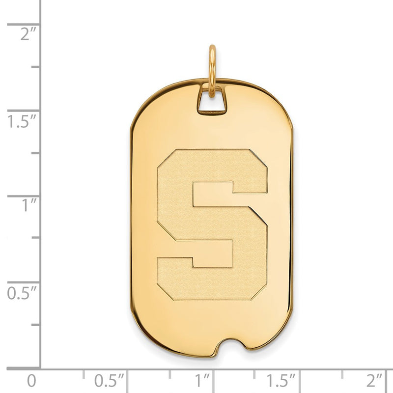 Gold Plated Sterling Silver Logoart Michigan State University Letter S Large Dog Tag Pendant