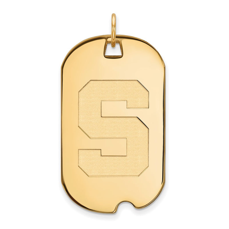 Gold Plated Sterling Silver Logoart Michigan State University Letter S Large Dog Tag Pendant