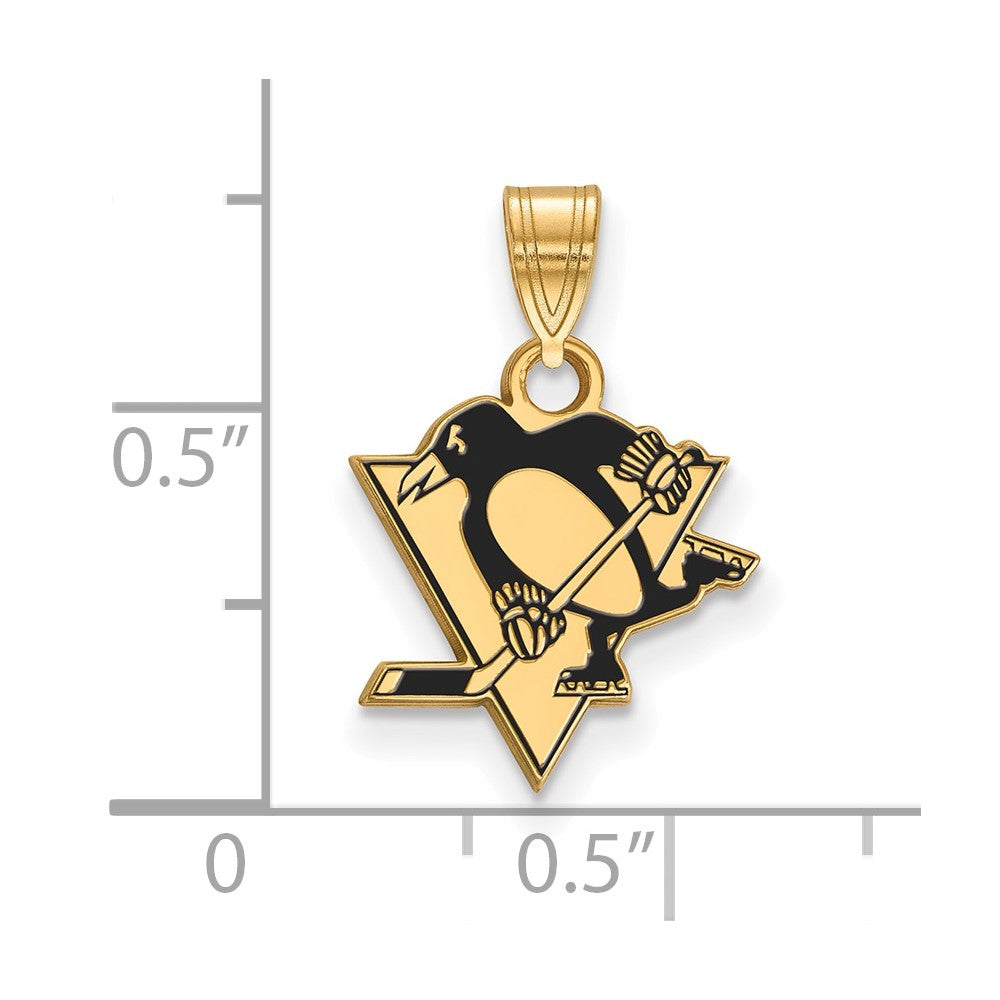 Gold Plated Sterling Silver Nhl Logoart Pittsburgh Penguins Small Enameled Pendant