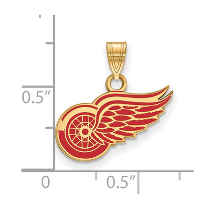 Gold Plated Sterling Silver Nhl Logoart Detroit Red Wings Small Enameled Pendant