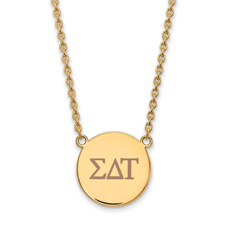 Gold Plated Sterling Silver Logoart Sigma Delta Tau Sorority Greek Letters Large Color Enamel Pendant 18 Inch Necklace