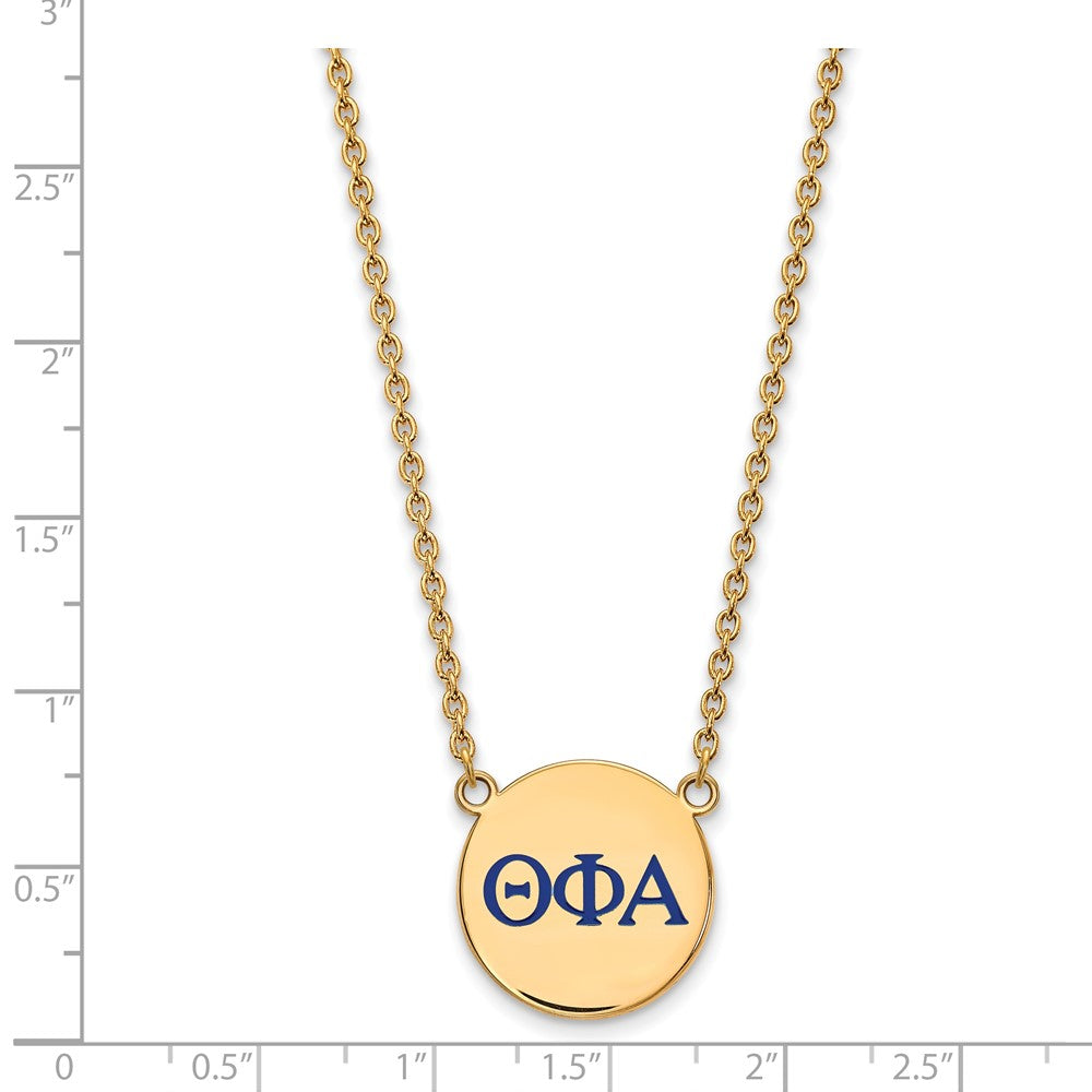 Gold Plated Sterling Silver Logoart Theta Phi Alpha Sorority Greek Letters Large Color Enamel Pendant 18 Inch Necklace