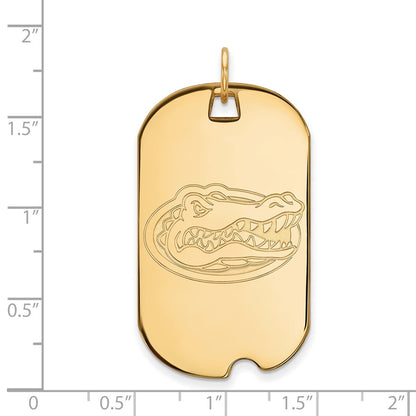 Gold Plated Sterling Silver Logoart University Of Florida Gator Large Dog Tag Pendant