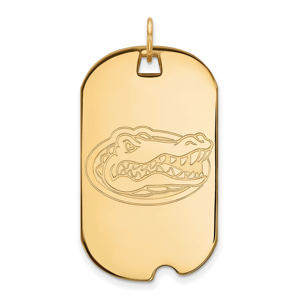 14K Yellow Gold Logoart University Of Florida Gator Large Dog Tag Pendant