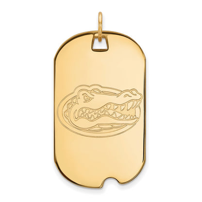 14K Yellow Gold Logoart University Of Florida Gator Large Dog Tag Pendant