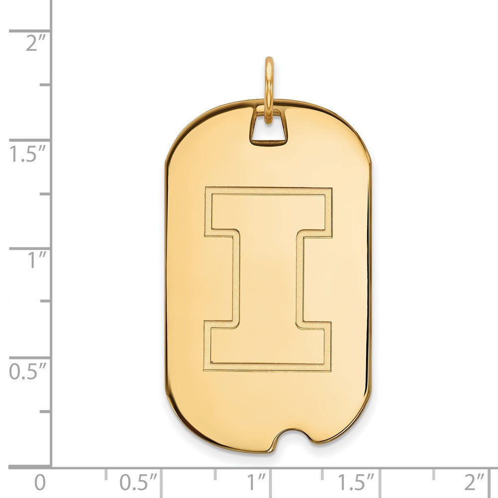Gold Plated Sterling Silver Logoart University Of Illinois Letter I Large Dog Tag Pendant