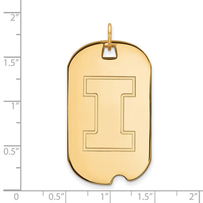 Gold Plated Sterling Silver Logoart University Of Illinois Letter I Large Dog Tag Pendant