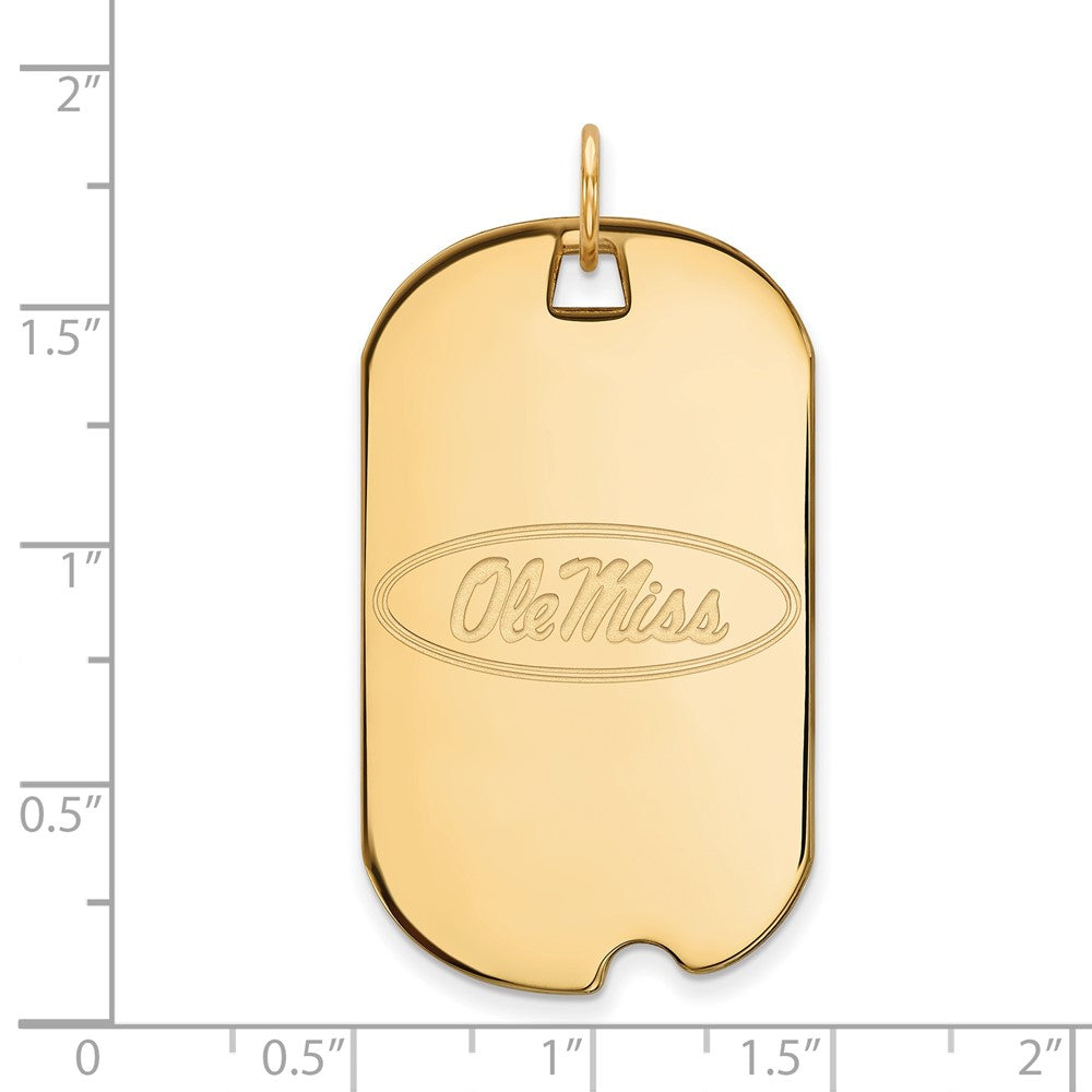14K Yellow Gold Logoart University Of Mississippi Ole Miss Large Dog Tag Pendant