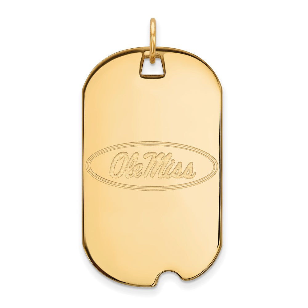 14K Yellow Gold Logoart University Of Mississippi Ole Miss Large Dog Tag Pendant