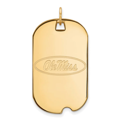 14K Yellow Gold Logoart University Of Mississippi Ole Miss Large Dog Tag Pendant