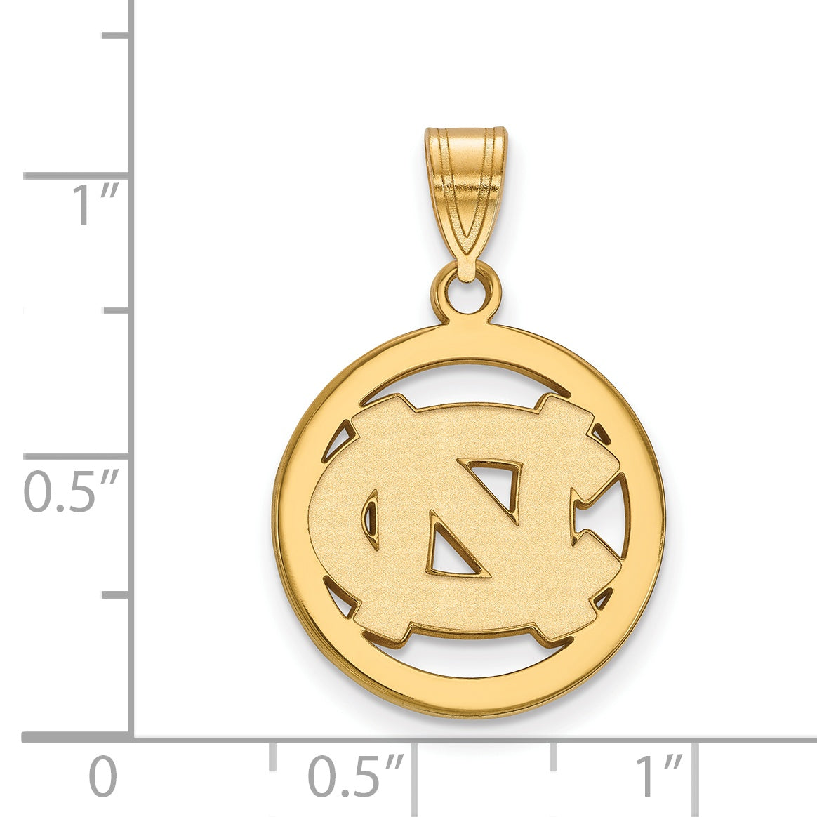 Gold Plated Sterling Silver Logoart University Of North Carolina N C Medium Circle Pendant