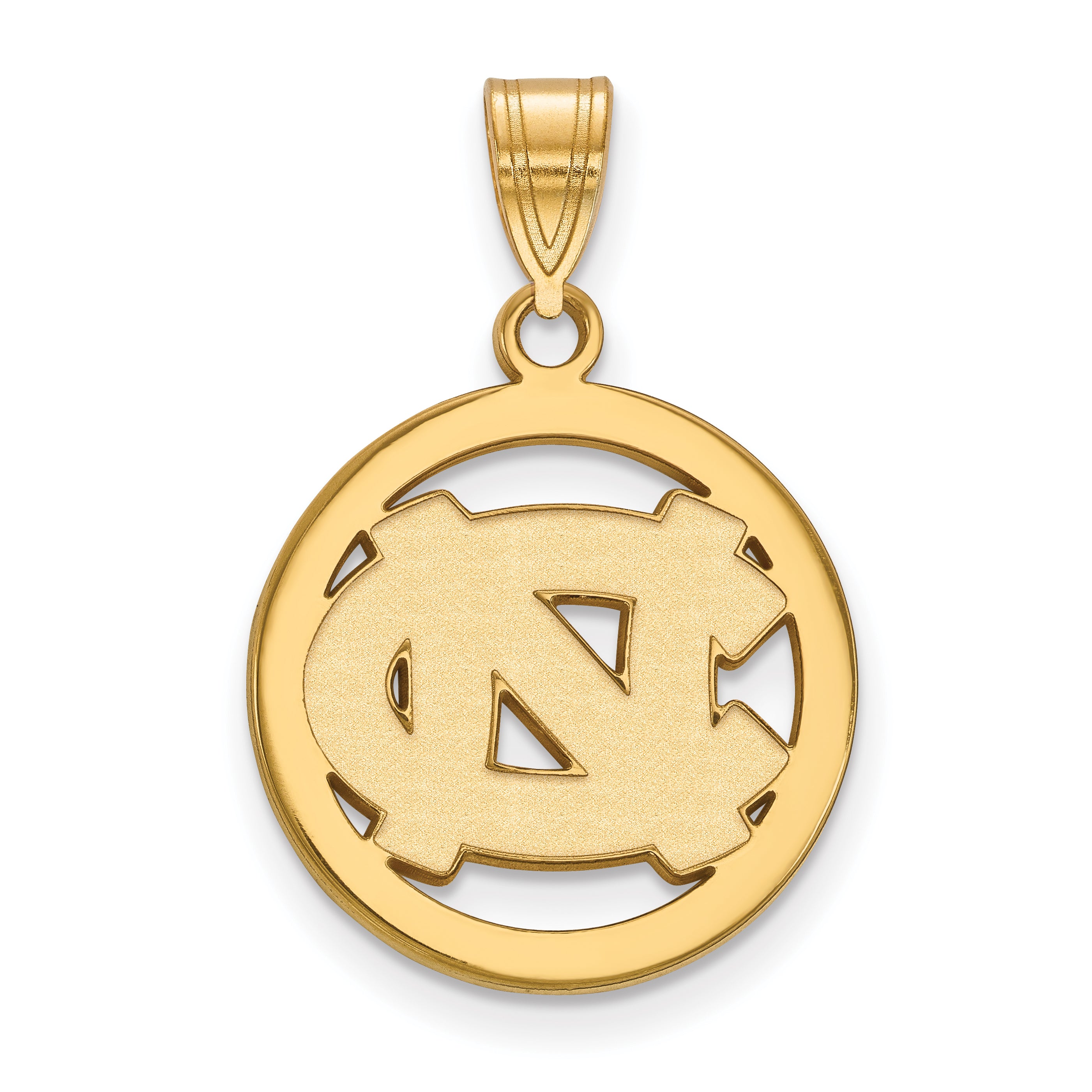 Gold Plated Sterling Silver Logoart University Of North Carolina N C Medium Circle Pendant