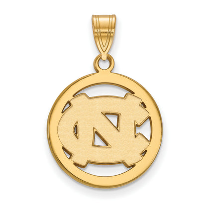 Gold Plated Sterling Silver Logoart University Of North Carolina N C Medium Circle Pendant